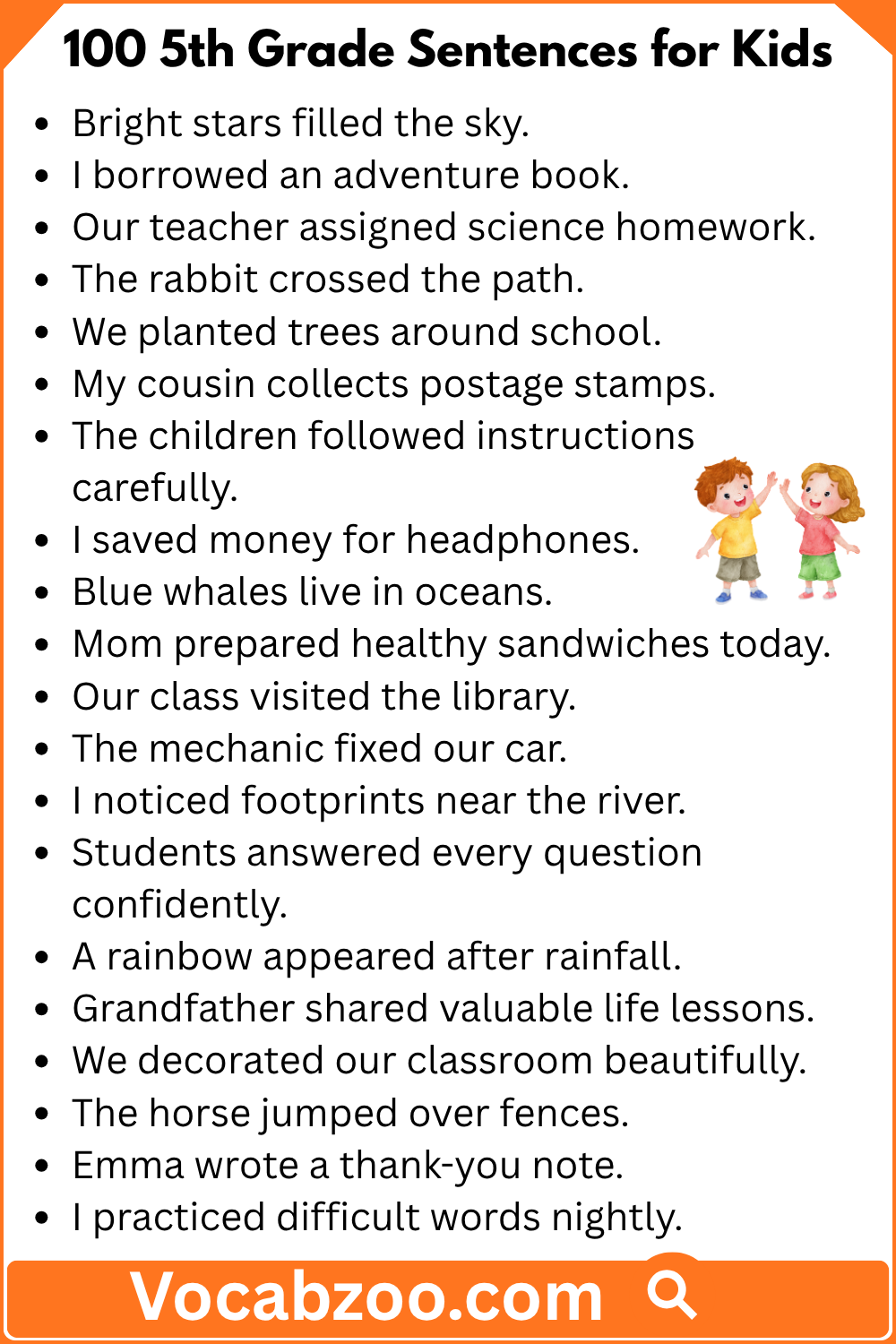 100 5th Grade Sentences for Kids