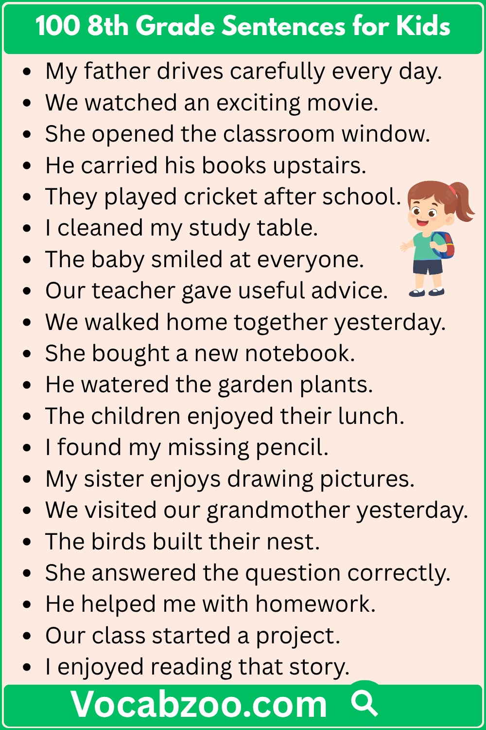 100 8th Grade Sentences for Kids
