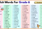 200 English words for grade 6 with pictures and PDF