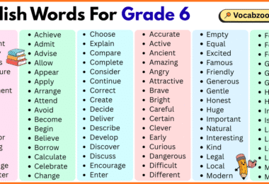 200 English words for grade 6 with pictures and PDF