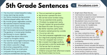 5th Grade Sentences with PDF in English
