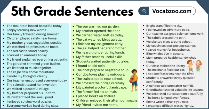 5th Grade Sentences with PDF in English