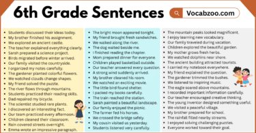 6th Grade Sentences with PDF in English