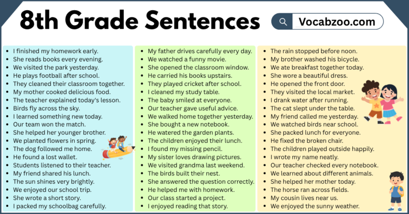 8th Grade Sentences with PDF in English