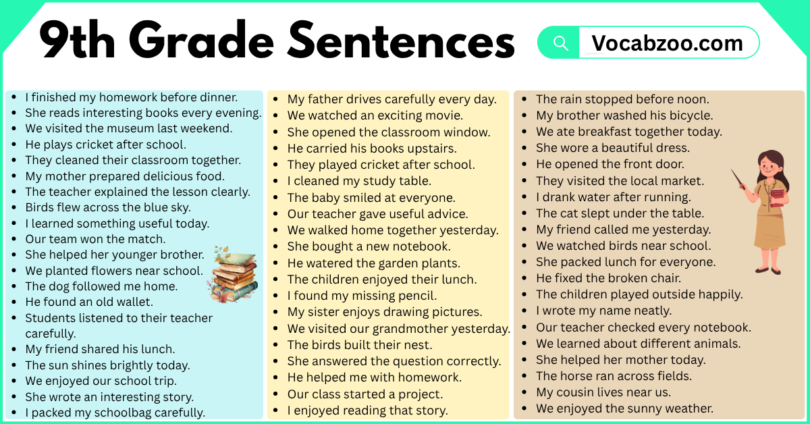 9th Grade Sentences with PDF in English