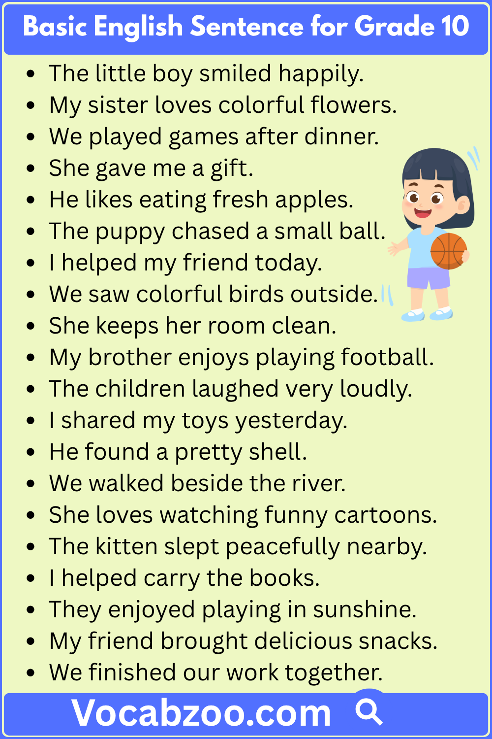 Basic English Sentence for Grade 10