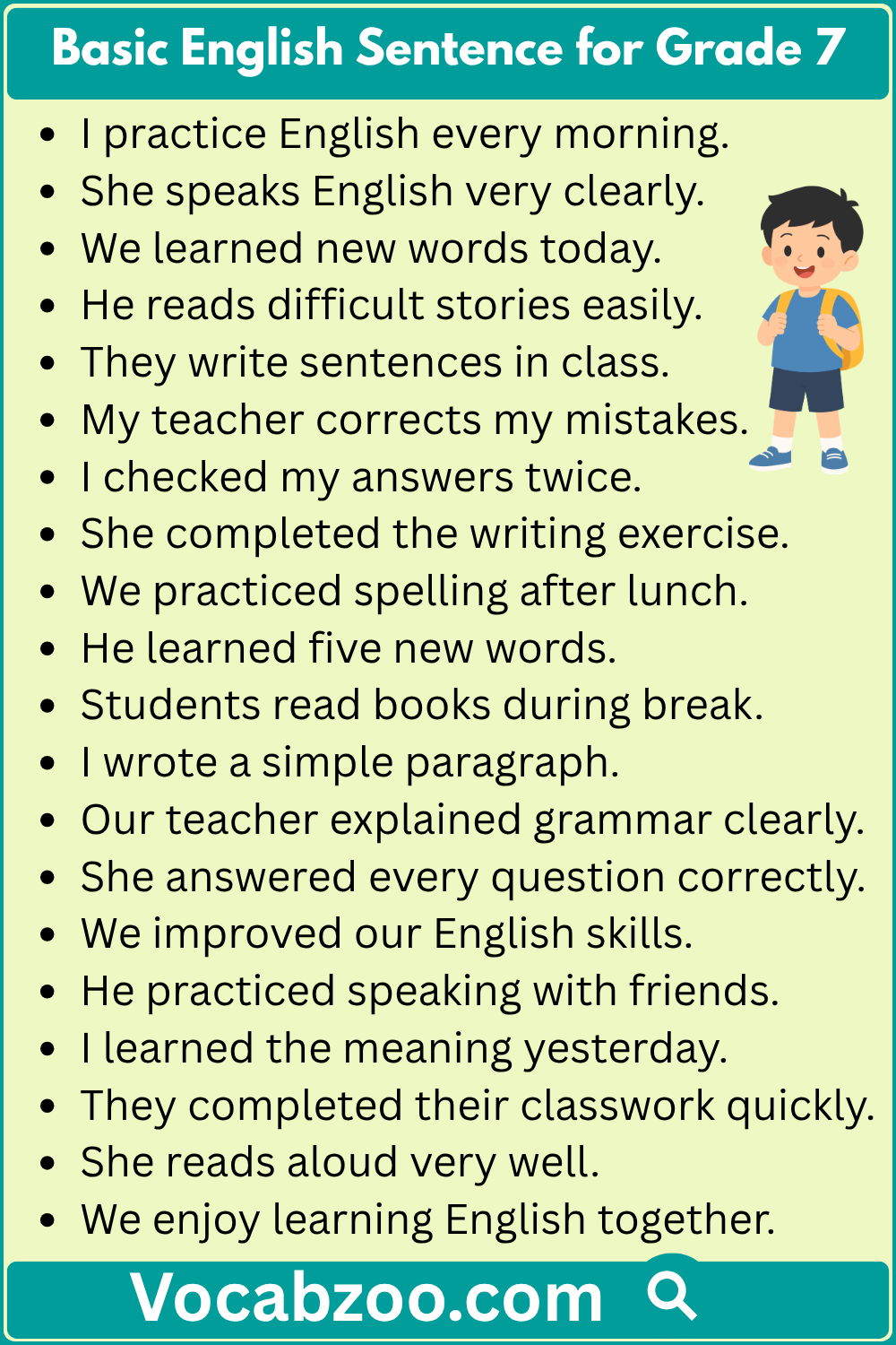 Basic English Sentence for Grade 7