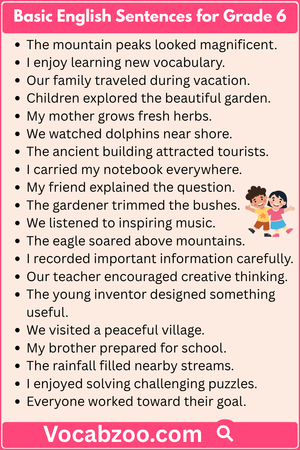 Basic English Sentences for Grade 6