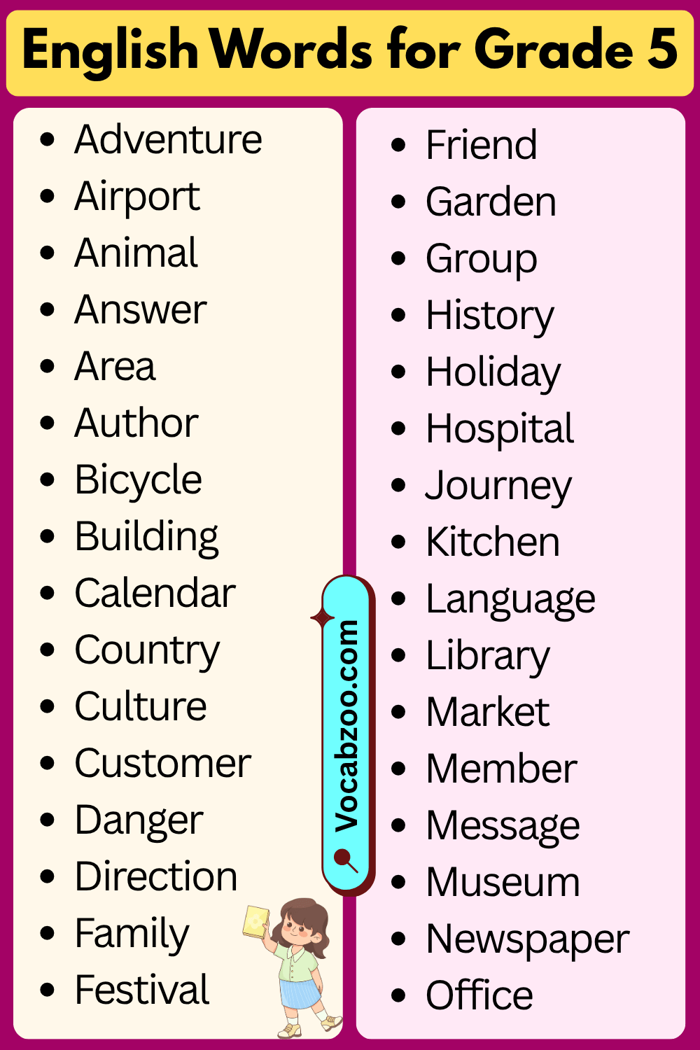 Common English Words for Grade 5