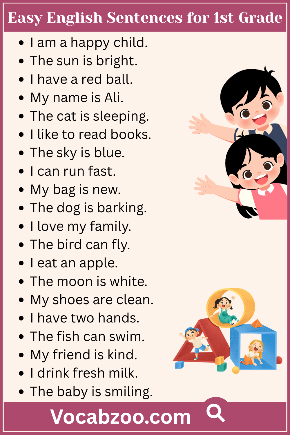 Easy English Sentences for 1st Grade