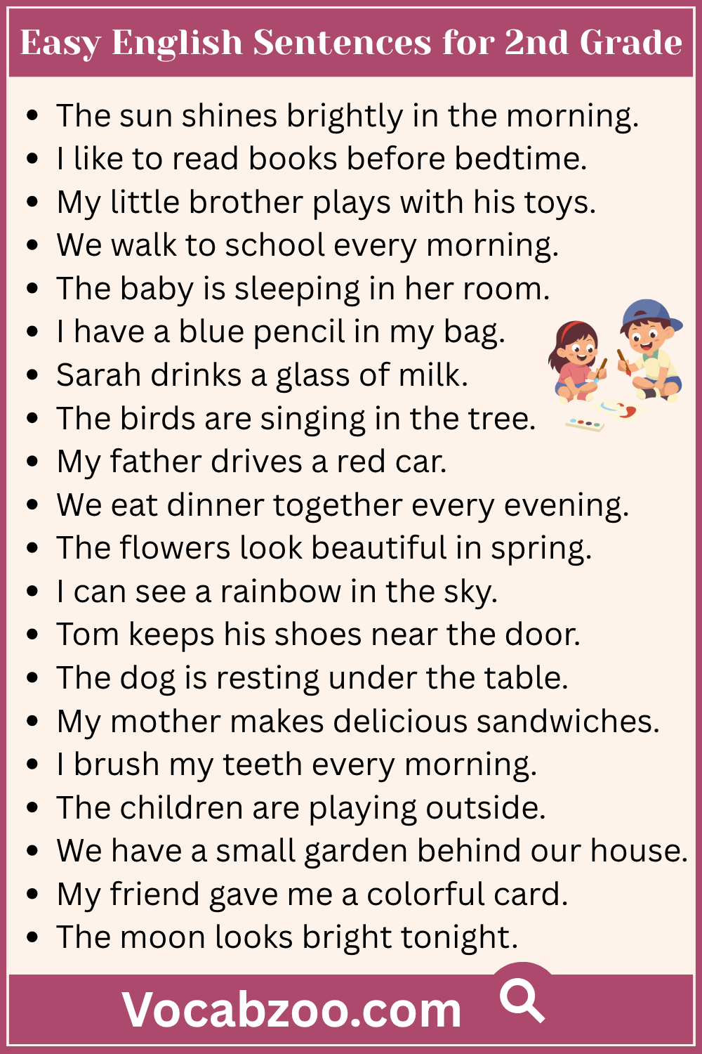 Easy English Sentences for 2nd Grade