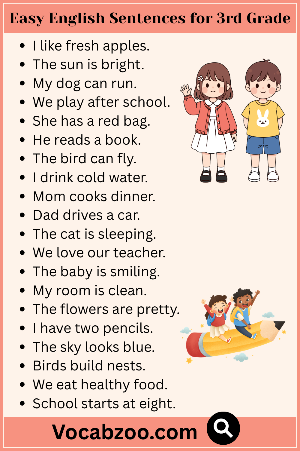 Easy English Sentences for 3rd Grade