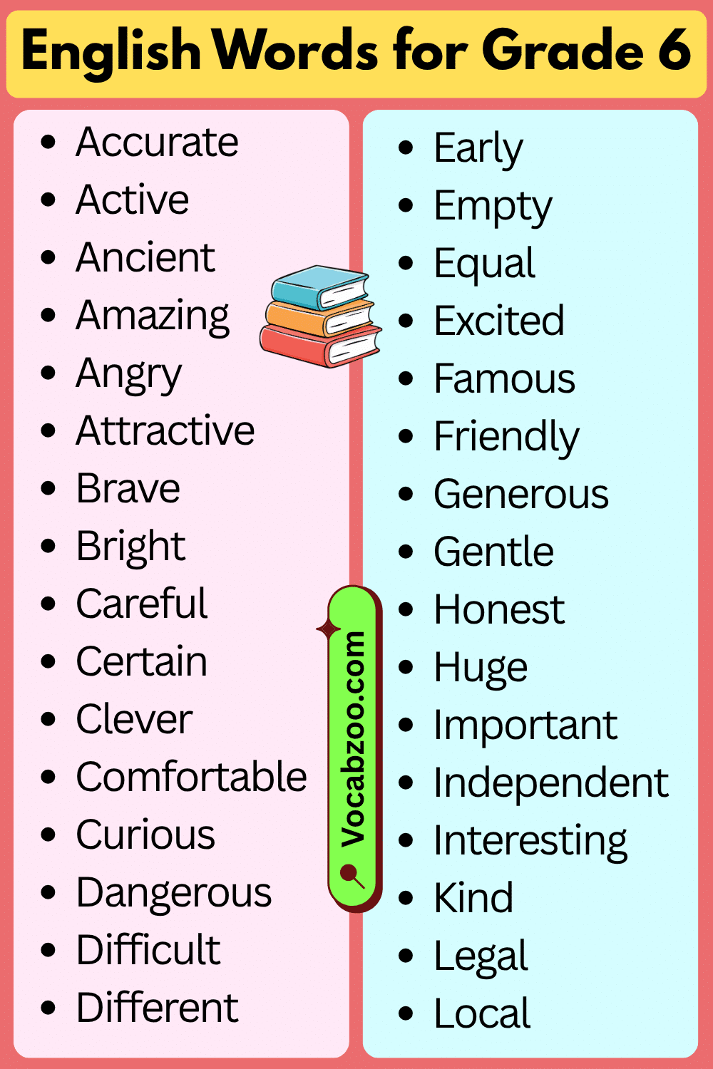 English Vocabulary Words for Grade 6