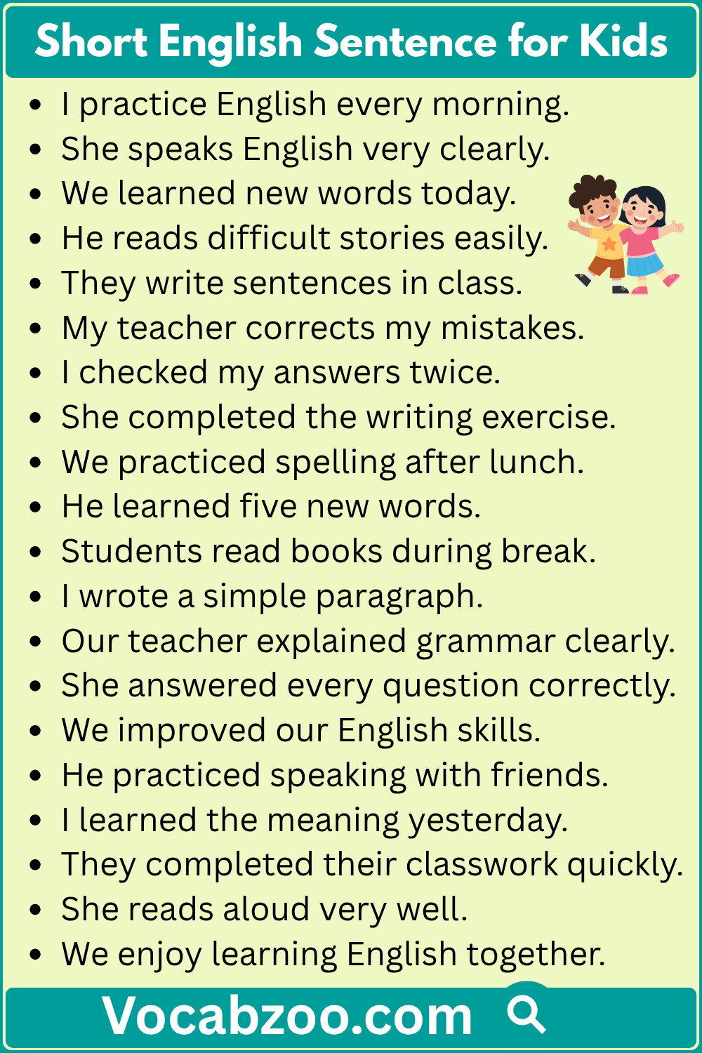 Short English Sentence for Kids